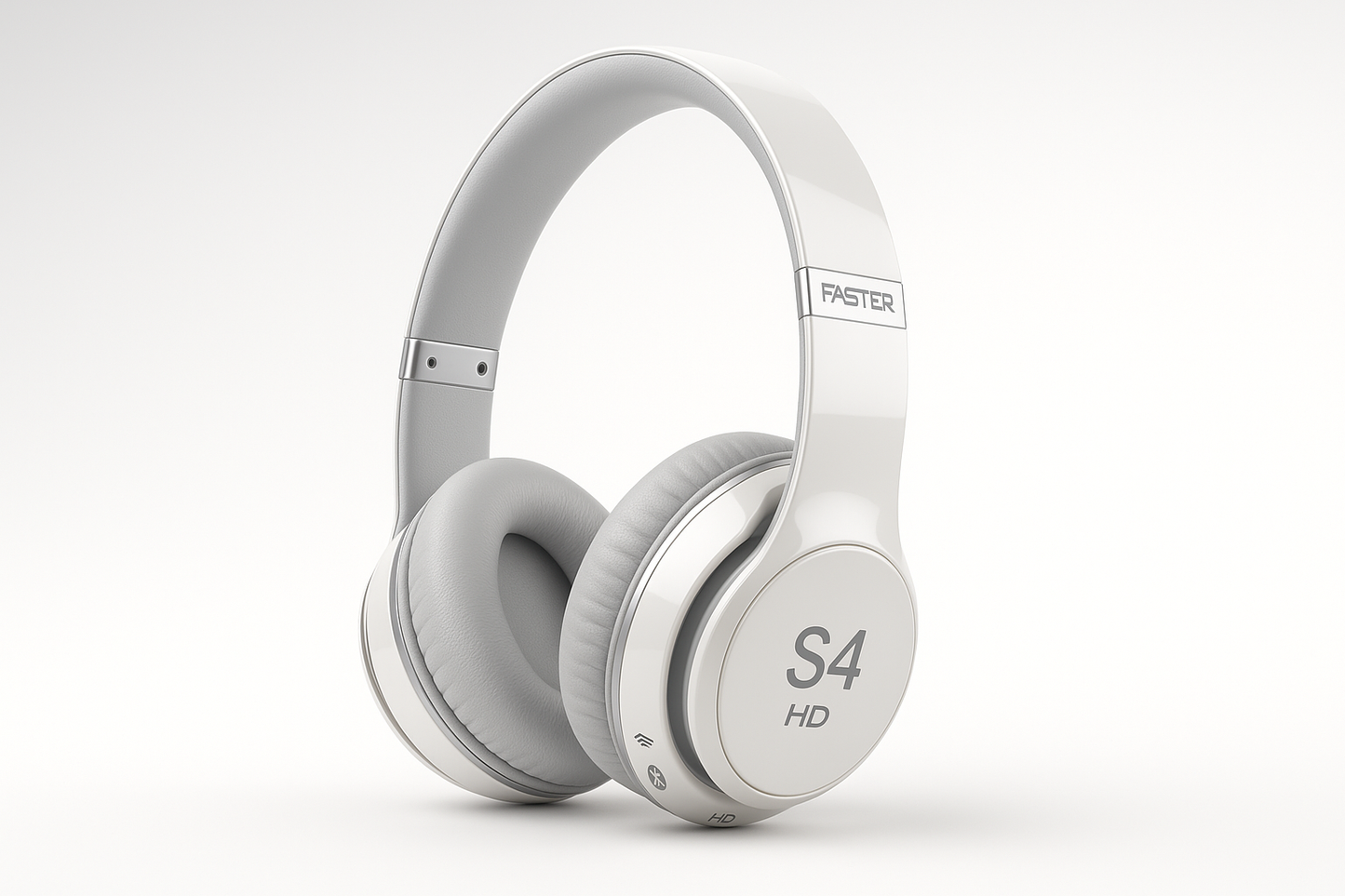 FASTER S4 HD Solo Wireless Stereo Headphones - Unveiling Unrivaled Sound, Comfort, and Connectivity white 3d