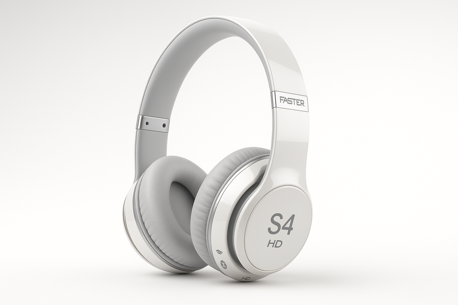 FASTER S4 HD Solo Wireless Stereo Headphones - Unveiling Unrivaled Sound, Comfort, and Connectivity white 3d