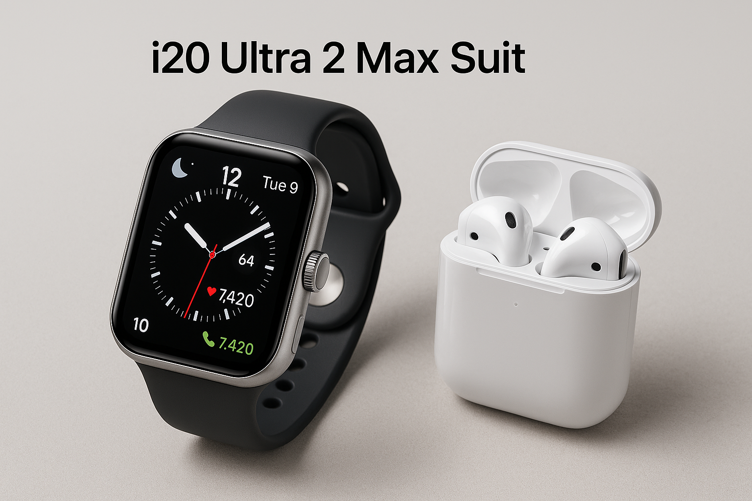 i20 Ultra 2 Max Suit Smart Watch with AirPods: