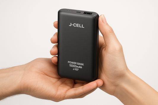 The J-Cell Power Bank 10000mAh J-107 man and girl hand pic 